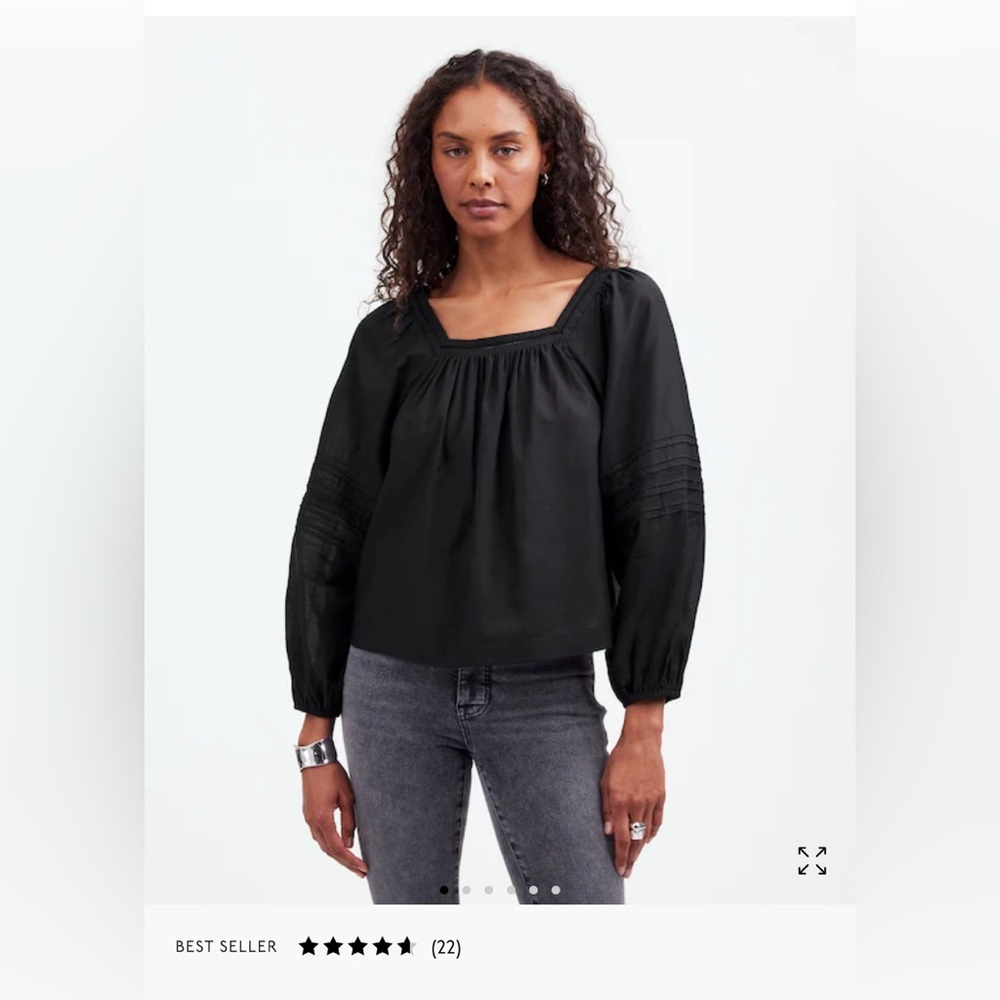 Madewell Square-Neck Long-Sleeve Top, Black, Large